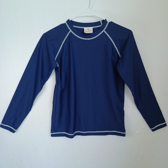 Hanna Andersson Sun-Ready Rash Guard Navy Blue Long Sleeve Pullover Kids Size 12 - Picture 6 of 9